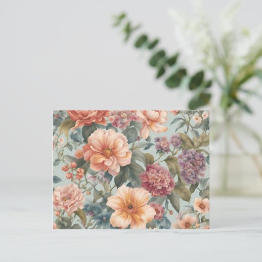 Schöne Vintage Blume Postkarte (Stehend Vorderseite)