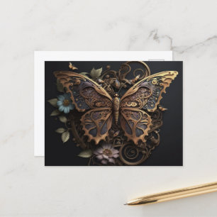 Schöne Vintage Blume Steampunk Butterfly Postkarte
