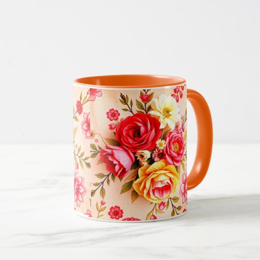 Schöne Vintage Blume Tasse (VorderseiteRechts)
