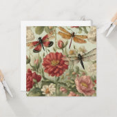 Schöne Vintage Blume und Libellen Karte (Vorderseite/Rückseite Beispiel)