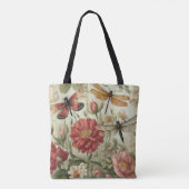 Schöne Vintage Blume und Libellen Tasche (Rückseite)