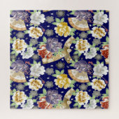 Schöne Vintage Blume und Ventilatoren Puzzle (Horizontal)