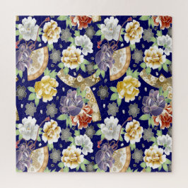 Schöne Vintage Blume und Ventilatoren Puzzle