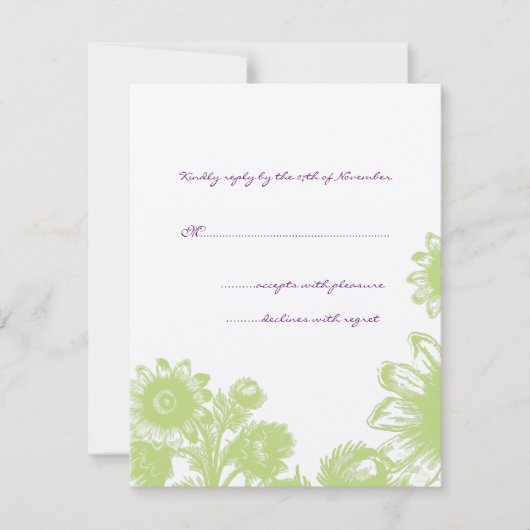 Schöne Vintage Blume Wedding RSVP Card (Vorderseite)