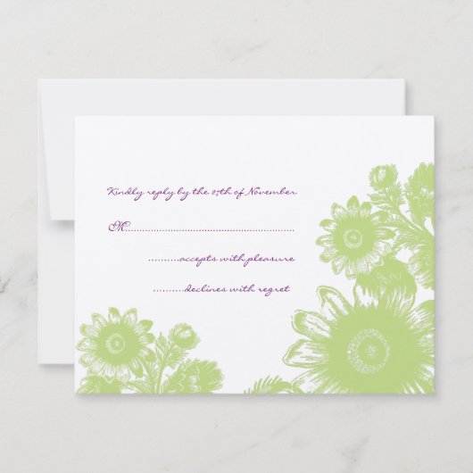 Schöne Vintage Blume Wedding RSVP Card (Vorderseite)