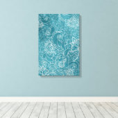 Schöne Vintage Blume Wirbel Paisleys Blätter Leinwanddruck (Insitu (Holzboden))