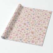 Schöne Vintage-Blumen Blumenmuster Geschenkpapier (Ungerollt)
