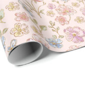 Schöne Vintage-Blumen Blumenmuster Geschenkpapier (Rolleneckpunkt)