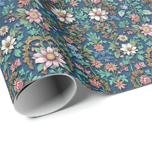 Schöne Vintage-Blumen Geschenkpapier (Rolleneckpunkt)