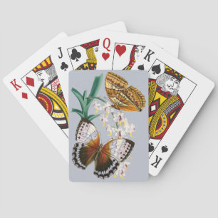 Schöne Vintage-Blumen-Schmetterlings-Illustration Spielkarten