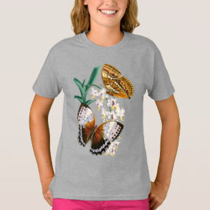 Schöne Vintage-Blumen-Schmetterlings-Illustration T-Shirt