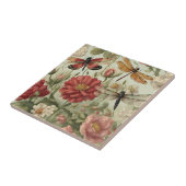 Schöne Vintage-Blumen und Libellen Fliese (Seite)