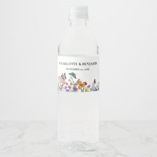 Schöne Vintage-Blumenhochzeit Wasserflaschenetikett