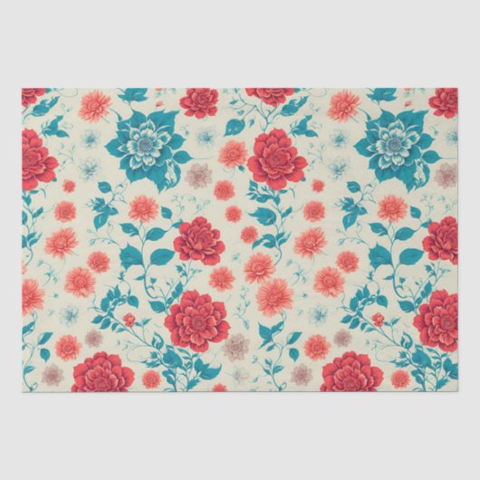 Schöne Vintage Blumenmuster Seidenpapier (Vorderseite)