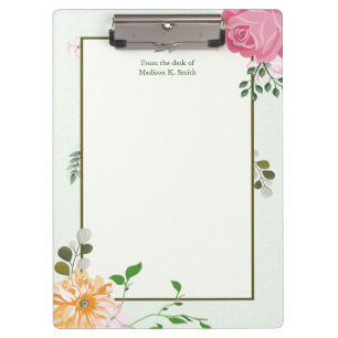 Schöne vintage Blumenpersonalized Empfangsdame Klemmbrett