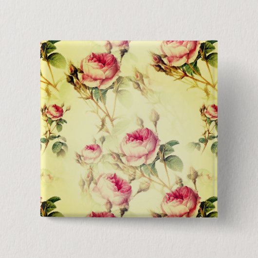 Schöne Vintage Blüte Button (Vorderseite)