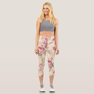 Schöne Vintage Blüte Capri Leggings