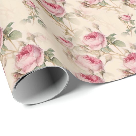 Schöne Vintage Blüte Geschenkpapier (Rolleneckpunkt)