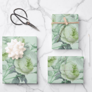 Schöne Vintage Blüte Geschenkpapier Set