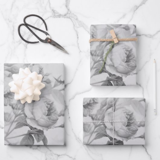 Schöne Vintage Blüte Geschenkpapier Set (Vorderseite)
