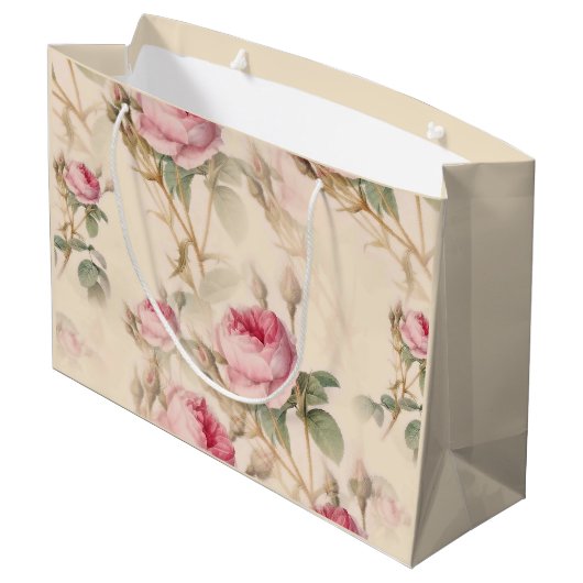 Schöne Vintage Blüte Große Geschenktüte (Rückseite Schrägansicht)