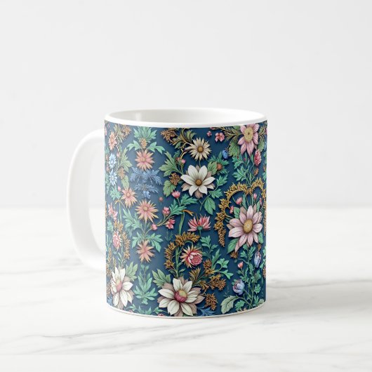 Schöne Vintage Blüte Kaffeetasse (Vorderseite Links)