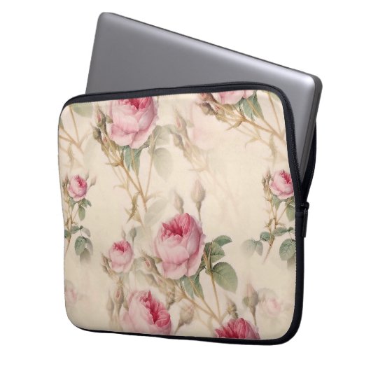 Schöne Vintage Blüte Laptopschutzhülle (Vorderseite Links)
