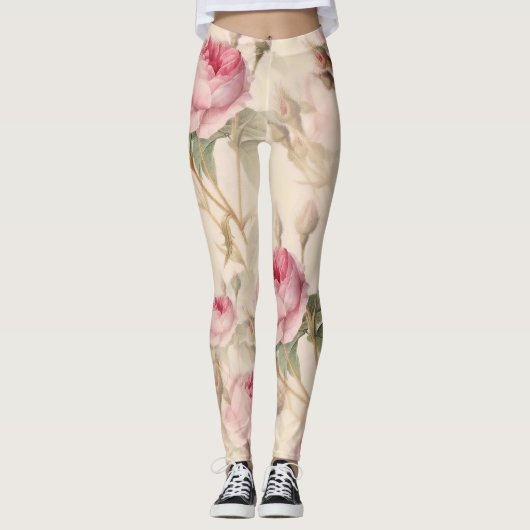 Schöne Vintage Blüte Leggings (Vorderseite)