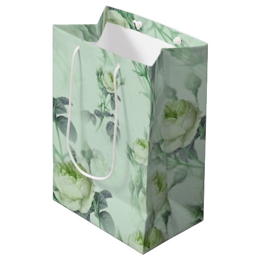 Schöne Vintage Blüte Mittlere Geschenktüte (Vorderseite Schrägansicht)