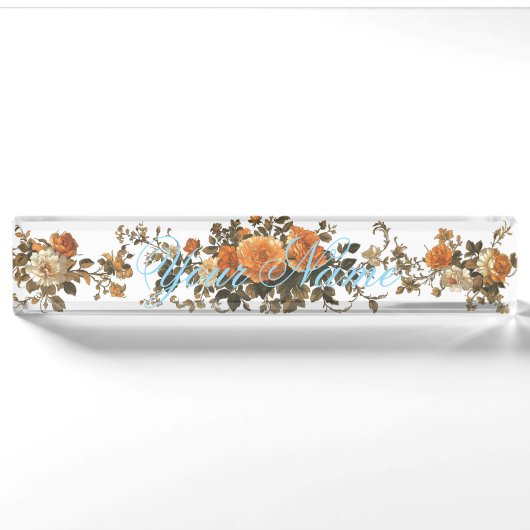 Schöne Vintage Blüte Namensplakette (Vorderseite)