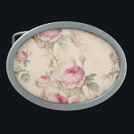 Schöne Vintage Blüte Ovale Gürtelschnalle<br><div class="desc">Rosa und cremefarbene Rose</div>