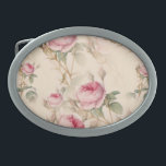 Schöne Vintage Blüte Ovale Gürtelschnalle<br><div class="desc">Rosa und cremefarbene Rose</div>