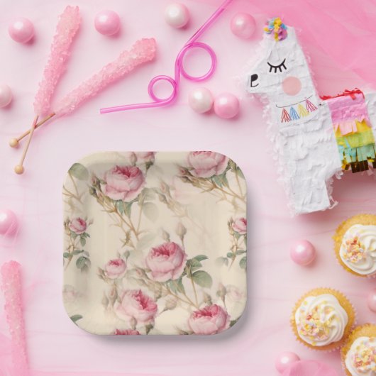 Schöne Vintage Blüte Pappteller (Party)