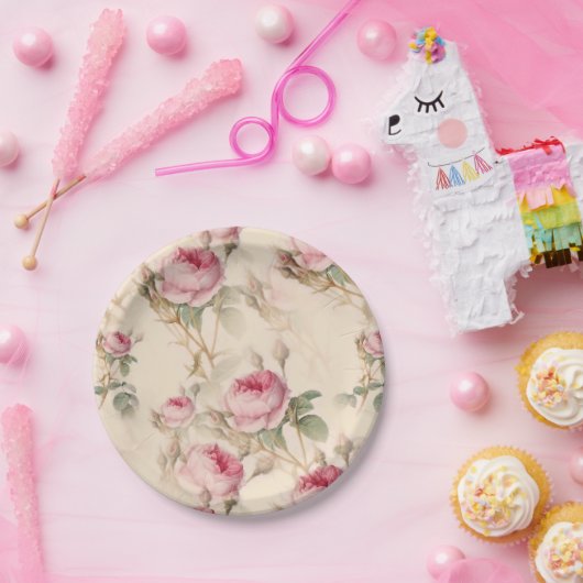 Schöne Vintage Blüte Pappteller (Party)