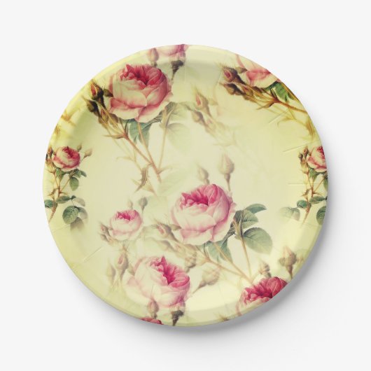 Schöne Vintage Blüte Pappteller (Vorderseite)