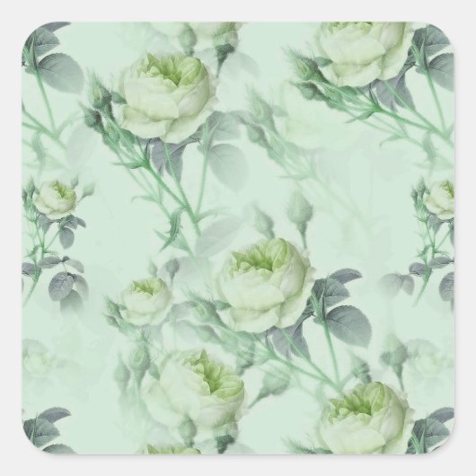 Schöne Vintage Blüte Quadratischer Aufkleber (Vorderseite)