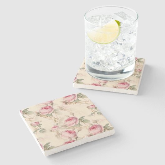 Schöne Vintage Blüte Steinuntersetzer (Seitenansicht)