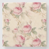 Schöne Vintage Blüte Steinuntersetzer (Vorderseite)