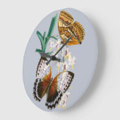 Schöne Vintage Blütenschmetterlingsdarstellung Große Wanduhr (Winkel)