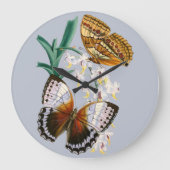 Schöne Vintage Blütenschmetterlingsdarstellung Große Wanduhr (Vorderseite)