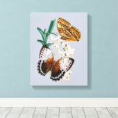 Schöne Vintage Blütenschmetterlingsdarstellung Leinwanddruck (Insitu (Holzboden))