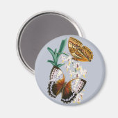 Schöne Vintage Blütenschmetterlingsdarstellung Magnet (Vorderseite/Rückseite)