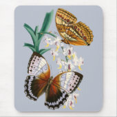 Schöne Vintage Blütenschmetterlingsdarstellung Mousepad (Vorne)