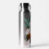 Schöne Vintage Blütenschmetterlingsdarstellung Trinkflasche (Vorne)