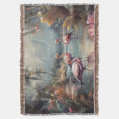 schöne Vintage botanische Gemälde Flamingos Decke (Vorderseite Vertikal)