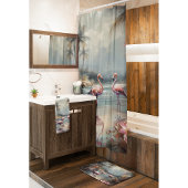 schöne Vintage botanische Gemälde Flamingos Duschvorhang