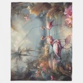 schöne Vintage botanische Gemälde Flamingos Fleecedecke (Vorderseite)