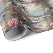 schöne Vintage botanische Gemälde Flamingos Geschenkpapier (Rolleneckpunkt)