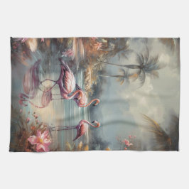 schöne Vintage botanische Gemälde Flamingos Geschirrtuch