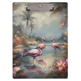 schöne Vintage botanische Gemälde Flamingos Klemmbrett